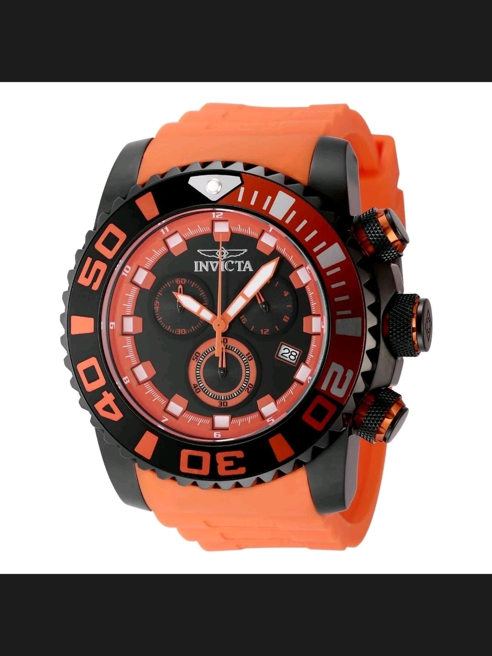 Invicta Orange and Black Dive Chronograph Watch 52mm
